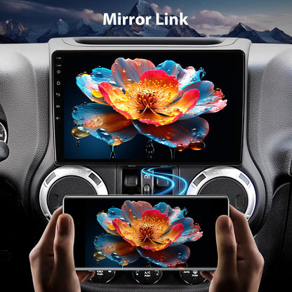 64G Car Radio for Jeep Wrangler JK 2007-2018/Compass/Grand Cherokee, 10.2" Touch Screen Plug and Play Android 13 Head Unit with Carplay/Android Auto/1080P Backup Camera/AM & FM