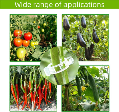 Skiennix Plant Support Clips - 100 Pcs Durable Plastic Clips for Securing Tomato Vines & Climbing Plants | Green