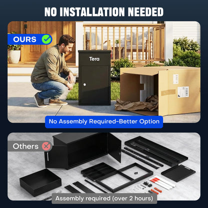 Tera Package Delivery Boxes for Outside: No Assembly Needed 23" H Anti-Theft Parcel Drop Box Outdoor with Lock Galvanized Steel Waterproof Package Delivery Box Home Office Yard Porch Curbside PDB585