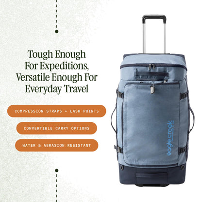Eagle Creek Cargo Hauler XT Wheeled Duffel - Wheeled Backpack Duffel - Deployable Backpack Straps - Lockable U-Lid & Easy Access Compartment - 32" - Glacier Blue