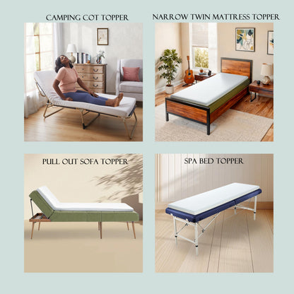 Jamdok 3Inch Cot Mattress Topper,Narrow Twin Gel Memory Foam Mattress Topper for Camping Cot,Sofa Bed,Pull Out Chair Cushion,Portable,Cool Cot Toppers(75 x 30)
