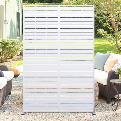 GarveeLife Metal Privacy Screen 72" h x 47" w, Outdoor Privacy Screens and Panels, Freestanding Decorative Fence for Patio Lawn Garden Deck Balcony, 3-Panel with Stand