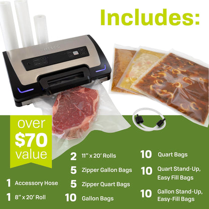 NESCO VS‑22LB Premium Vacuum Sealer for Home Food Storage, Electric Sealing System with LiquidLock™ Technology