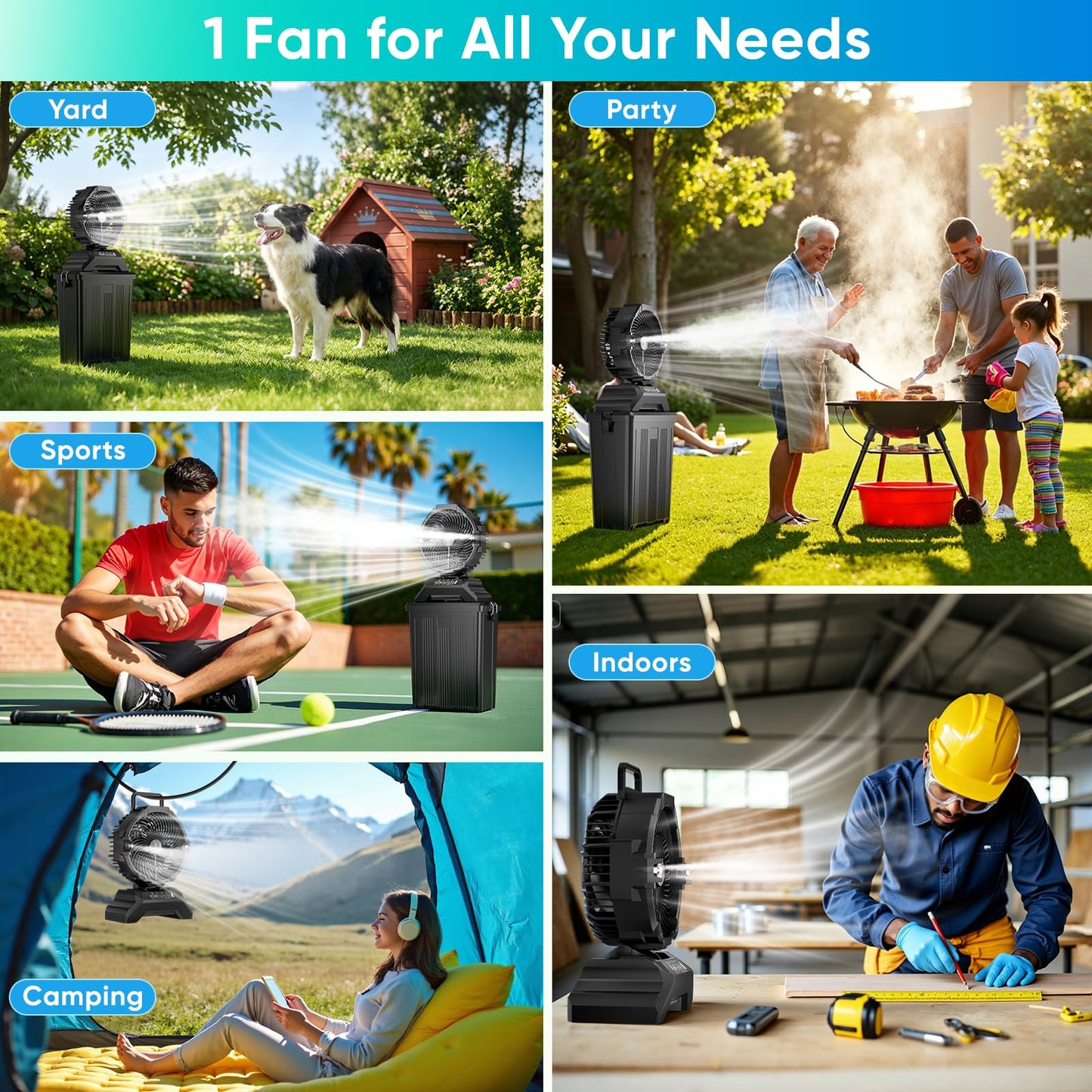 Portable Misting Fan for Outside,40000mAh Rechargeable Camping Mister Fan,15L Cooling Fan with Remote,Ice Fan with 4 Spray Speeds,4 Misting Modes,3 Light Modes for Garden/Camping/Party/Fishing