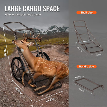 VEVOR Game Carts for Hunting, 500 LBS Deer Cart Game Hauler, Hawk Crawler Deer Cart, Hawk Hunting, All Terrain Folding Cart, Deer Hauling Cart, Heavy-Duty Utility Gear Dolly for Hunting Fishing Hiking
