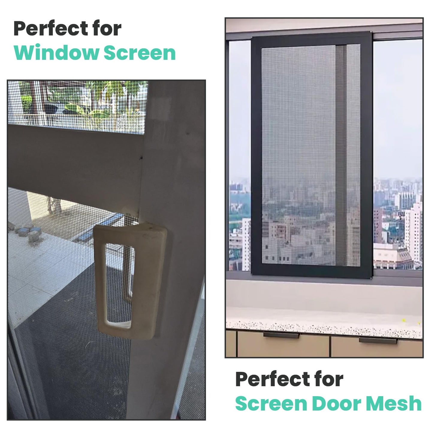 tonchean 304 Stainless Steel Windows Screen Mesh Roll Replacement, 98.4 feet x 47.2 inch Window Screen Mesh for Porch Patio Sliding Door Screening(Black, 20 Mesh)