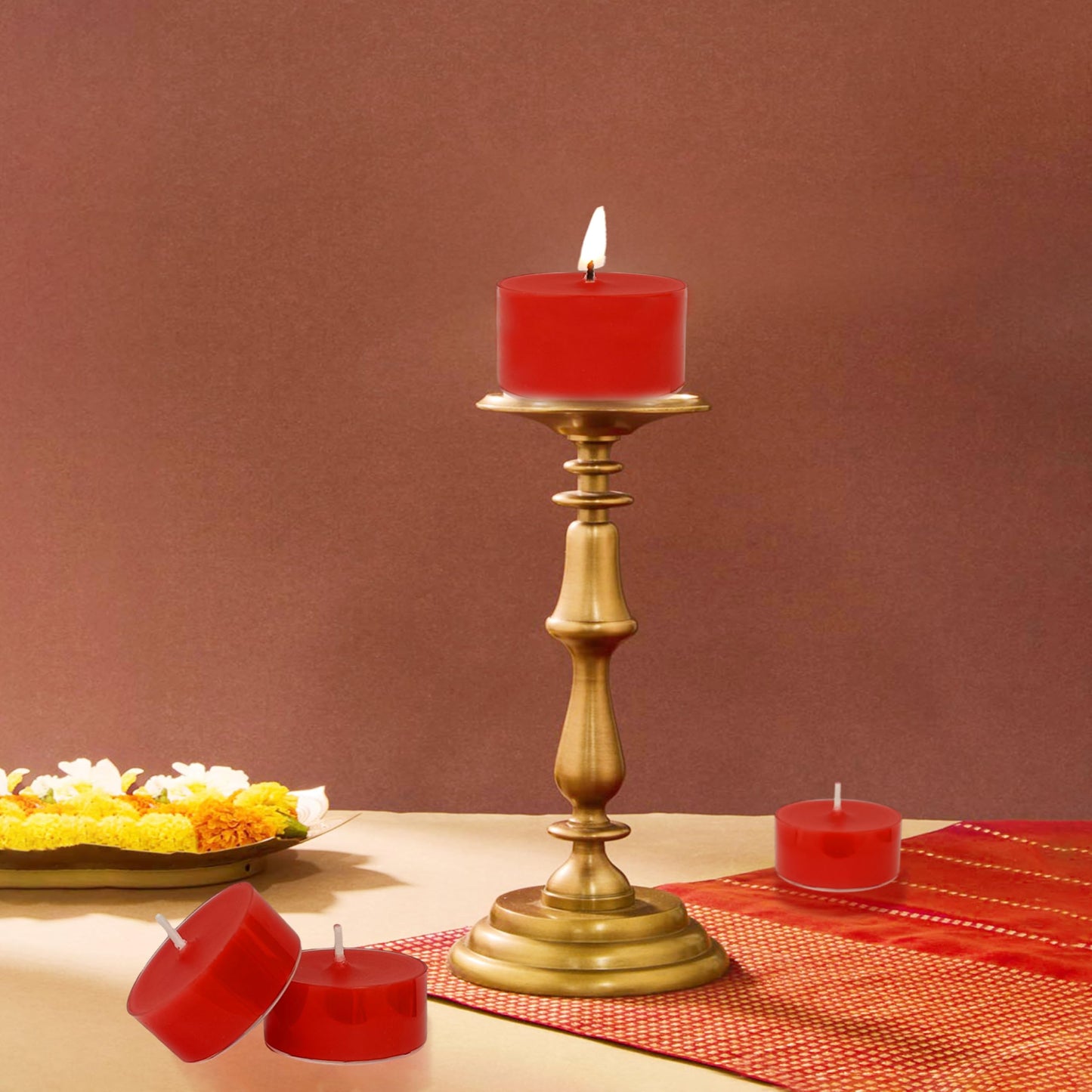 Tea Lights Red Tea Candles Set of 24 – Tealight Candles with Strawberry Scent, Long Burning Handmade Tealights for Wedding Meditation Home Decor Gift