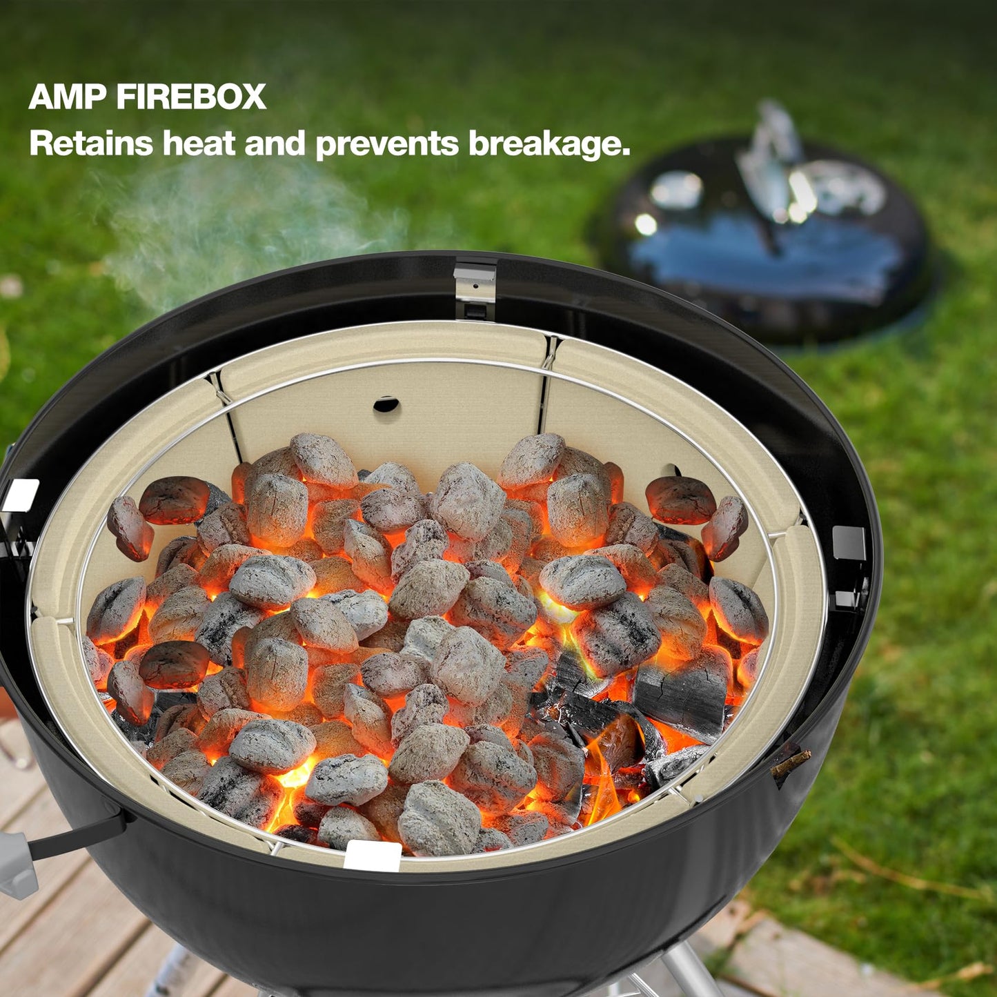 onlyfire Stainless Steel Charcoal Ash Basket, Charcoal Firebox Set with Heat Deflector for Weber 22-inch Kettle Charcoal Grills
