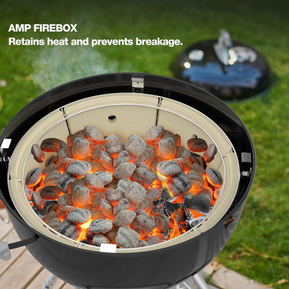 onlyfire Stainless Steel Charcoal Ash Basket, Charcoal Firebox Set with Heat Deflector for Weber 22-inch Kettle Charcoal Grills