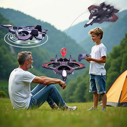 Foam RC AirplaneRemote Control Planes with LED Lights Fighter Jet for Night Flights Outdoor 360° Flip &amp Spin Stunt Drone Toy for Beginner Adults