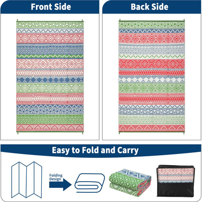 LUXLOOM Outdoor Patio Rug 10x20 Outdoor Rug Boho Plastic Straw Rugs for Patio Reversible Mat Waterproof Camping Rugs for RV Beach Deck Picnic Backyard Porch Easy Clean Floor Cover, Green Blue