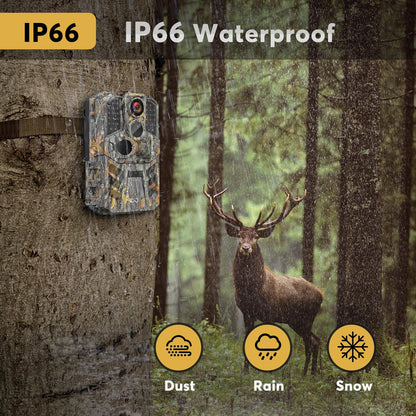 WOSODA Trail Camera 3 Pack 36MP 1920P HD Game Camera with SD Cards, 0.2s Trigger Time Infrared Night Vision Motion Activated, IP66 Waterproof 2.0''LCD Wildlife Camera for Monitoring