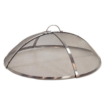 Sunnydaze Round Stainless Steel Spark Screen - Rust-Resistant Heavy-Duty Metal Fire Pit Spark Screen with Handle - 30" Diameter