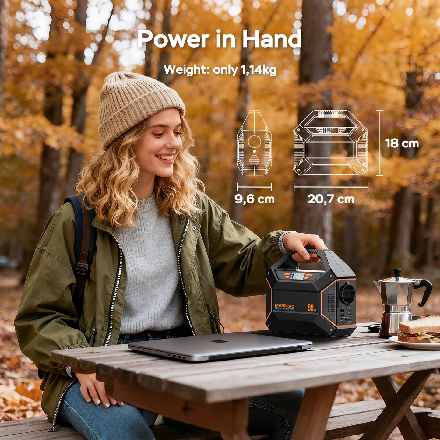 MARBERO 155Wh Solar Generator with Solar Panel Included 30W Portable Power Station 100W 150W Surge Multi-Output Solar Powered Generator Ultra Lightweight for Camping Emergency Blackout