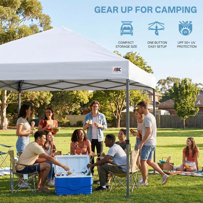 ABCCANOPY 10x10 Pop Up Canopy Tent, Easy Setup Instant Shelter with Wheeled Bag, Heavy Duty Outdoor Canopy for Beach, Market, Backyard, UV Protection, Outdoor Weather Protection (White, 10x10)