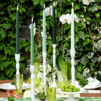 Unscented 12'' Taper Candles Set of 6 Gradual Green Tall Candlesticks for Spring Home Decor Dinner Wedding Party Holidays Christmas