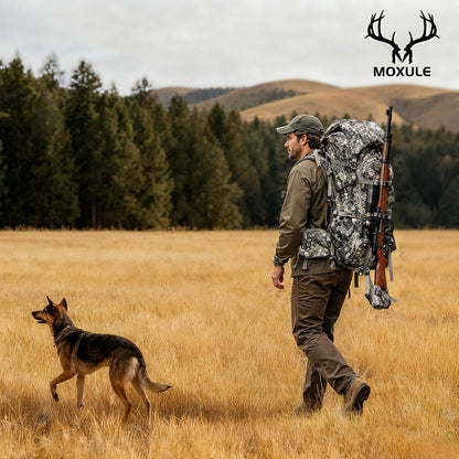 MOXULE Pro 5000 Camo Frame Backpack - Meat Hauler Pack with Rain Cover for Outdoor