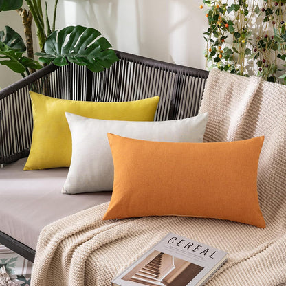 MIULEE Decorative Outdoor Throw Pillow Covers - Waterproof Faux Linen Cushion Cases | 16x16 Inch Brown (Pack of 2)