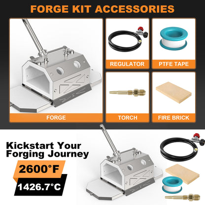 Nelyrho Blacksmith Forge Starter Kit, Double Door, Made of Stainless Steel, with 30PSl Requlator,for Blacksmithing and Knife Making Equipment Forging Melting Casting (1 Burner)