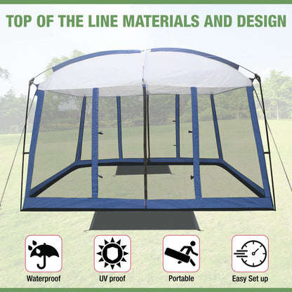 Backyard Expressions 11' x 9' Screen Tent - Blue Screen House for Backyard, Camping, Picnics and Tailgating - 914891