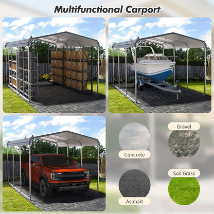 10x15 FT Heavy Duty Metal Carport with Galvanized Steel Roof, Oversized Car Shelter for Trucks Boats Tractors – Outdoor Vehicle Canopy for Driveway, Yard, Farm