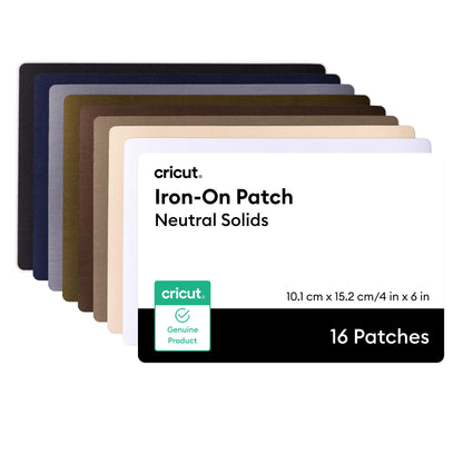 Cricut Iron-On Patch, Neutral Solids - 4 in x 6 in (16 ct) - Repair or Customize Clothing - Machine Washable - No Sewing Needed