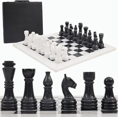 Radicaln Marble Chess Set 15 Inches White and Black with Storage Box Handmade Luxury Board Games for Adults Ideal Marble Chess Board Game Set &amp Chess Pieces