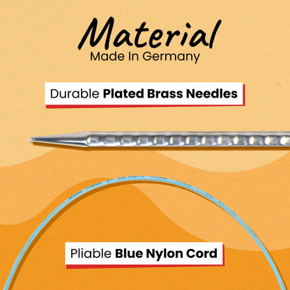 skacel by addi Rocket 2 (Squared) Circular Knitting Needles, Fixed 20 Inch (50 cm) Plated Brass Tips with Flexible Nylon Cord, 5 mm (US Size 8)