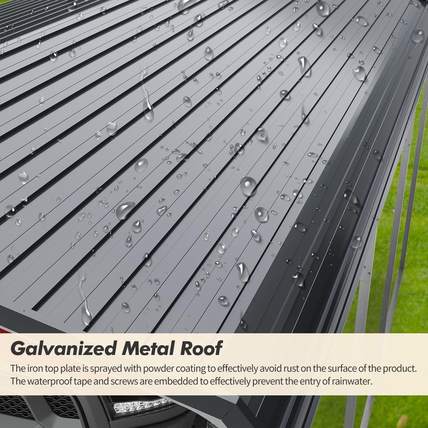 10x15 FT Heavy Duty Metal Carport with Galvanized Steel Roof, Oversized Car Shelter for Trucks Boats Tractors – Outdoor Vehicle Canopy for Driveway, Yard, Farm