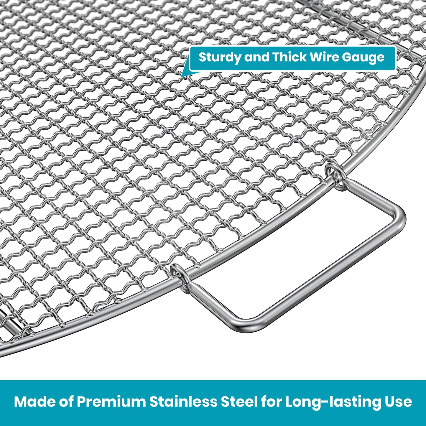 Stanbroil Fire Pit Cooking Grill Grate with 3 Support Bars - Outdoor Round BBQ Campfire Grill Grid - Camping Cookware - Stainless Steel, 36 Inch
