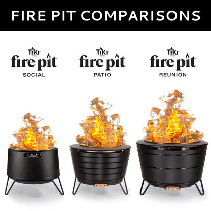 Smokeless Fire Pit 20-Inch – Portable Outdoor Wood Burning Fire Pit for Patio, Backyard & Camping, Stainless Steel, Removable Ash Pan, Stand & Cover – TIKI Social Fire Pit