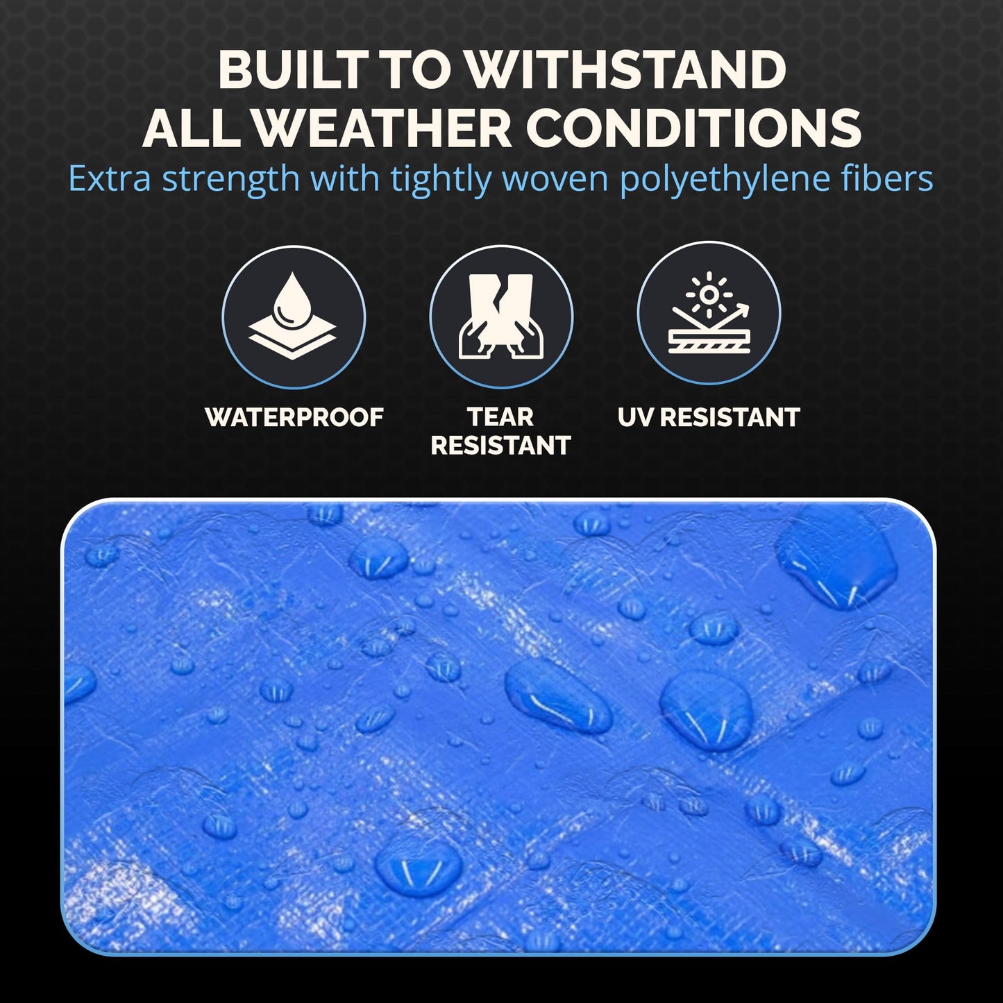 Dry Gear Tarps 40x60 Blue Tarp Waterproof – 5 MIL Thick Tarpaulin Outdoor Cover - Multipurpose Protection Poly Tarp for Camping, Tent, Roof, Patio, Pool, Floor, Furniture, Boat, Truck Beds, Pack of 1