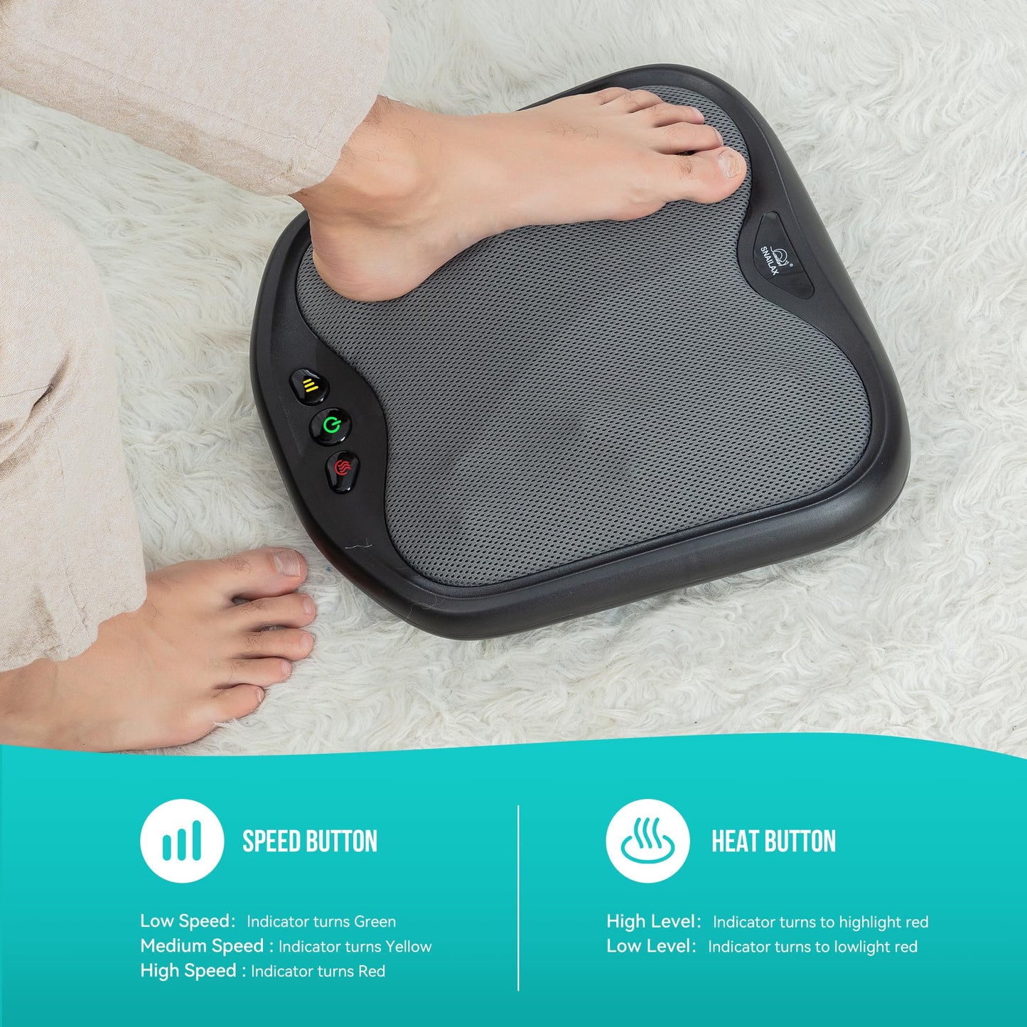 Snailax Shiatsu Foot Massager with Heat, FSA HSA Eligible, Washable Cover Kneading Foot & Back Massager, Heated Feet Warmer, Electric Feet Massager Machine for Plantar Fasciitis