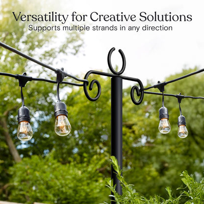 Brightech Bundle Ambience Pro Solar Powered Outdoor String Lights, 48ft + 4-Pack 10FT String Light Poles
