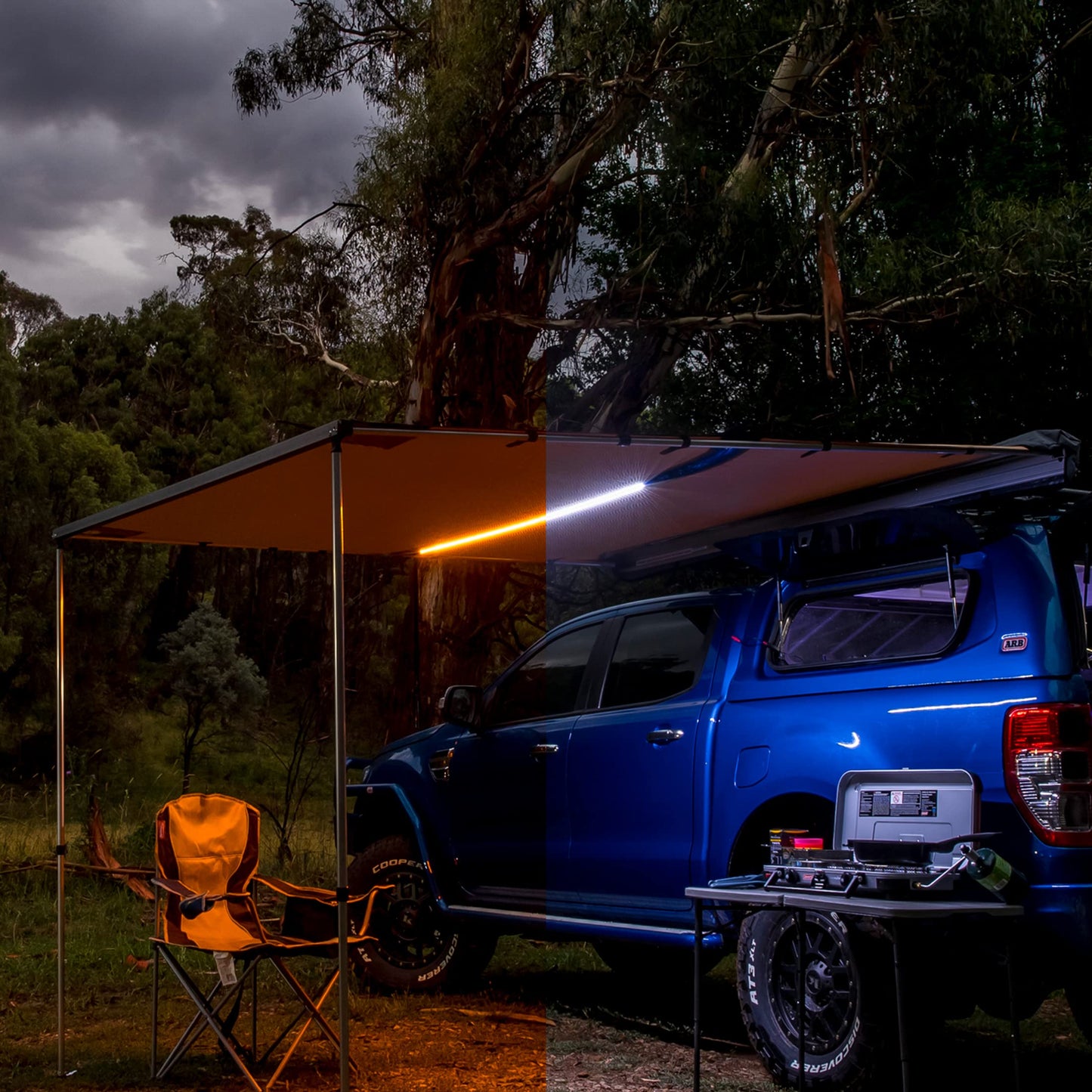 ARB 4x4 Accessories 814410 Retractable Awning with Led Light Strip Included 2500x2500mm 8.2 Feet, Ideal for Camping, Roadtrips, Outdoor Trips, Travel, Expeditions, RV, Camper, 4x4 and SUV