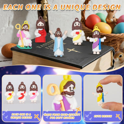 60PCS Mini Little Jesus Figures,Easter Basket Stuffers Jesus Figurines in Bulk Jesus Loves You Tiny Jesus Figures,Pocket Miniature Figurines to Hide and Seek Easter Basket Essentials