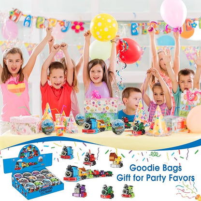 Mini Building Block Sets 12PCS Vehicle Train Toys Building Blocks 6 in 1 STEM Toys Eggs Building Sets Party Favors for Kids Goodie Bags Prizes/Birthday Gifts