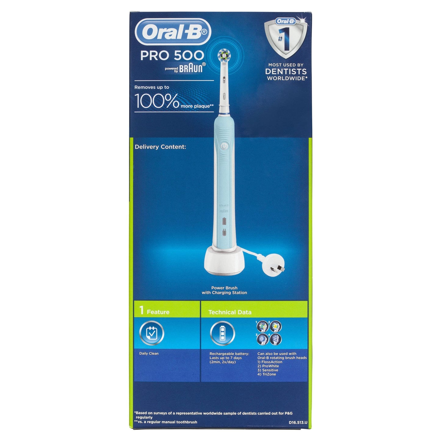 Oral-B CrossAction PRO 500 Electric Toothbrush, Multicolor