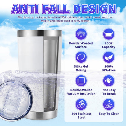 HAOLI 36 Pack, 20oz Stainless Steel Bulk Tumblers with Lids and Straws, Leakproof Double Wall Travel Mug for Hot/Cold Drinks, Home Office Outdoor Party, Durable Powder Coated Insulated Cup/White