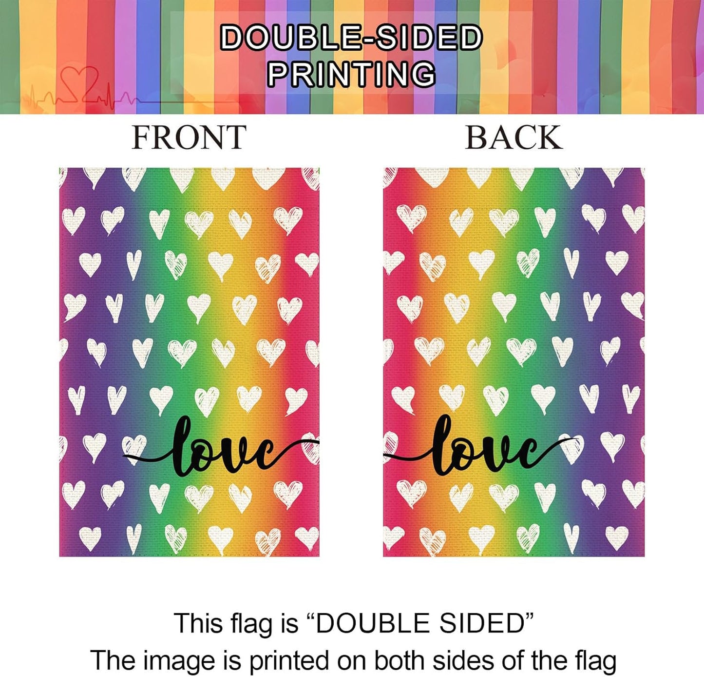 Baccessor LGBTQ Garden Flag - Double-Sided Rainbow Design for Pride Month | 12.5 x 18 Inch Outdoor Decoration