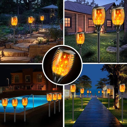 YoungPower Solar Outdoor Torch Lights Flickering Flame, 43" Outdoor Path Lights Waterproof Torch for Garden Yard Patio, 8 Pack