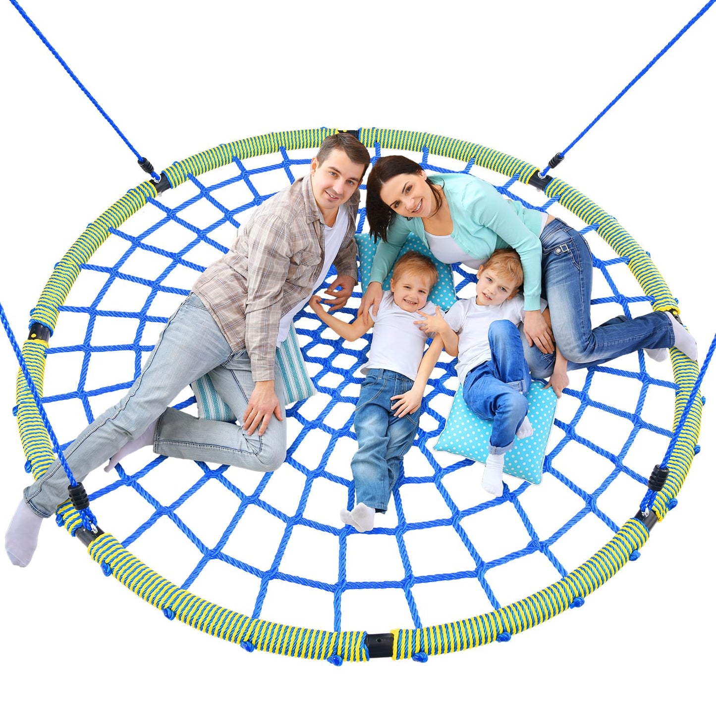 Trekassy 60" Large Spider Web Saucer Tree Swing for Kids & Adults, 750lbs Heavy Duty Outdoor Net Swing with Steel Frame and 2 Tree Hanging Straps (Patented)