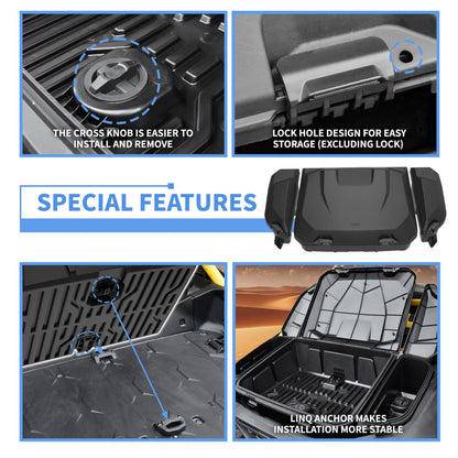 SLORIMOD 96L Large Capacity Rear Cargo Box & 13.5L Bed Side Removable Storage Tools Boxes Bin Set for Can Am Maverick R MAX X RS 2024+ Accessories, Replace #715007182, 715007372 (3PCS)