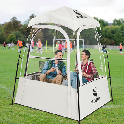 LANGWILL Pod All Weather Sports Tent, Outdoor Pop Up Bubble Clear 540° View Winter Tent for 1-2 Person, Instant Cold Weather Shelter with Rainfly for Soccer, Football, Softball & Other Sports Events
