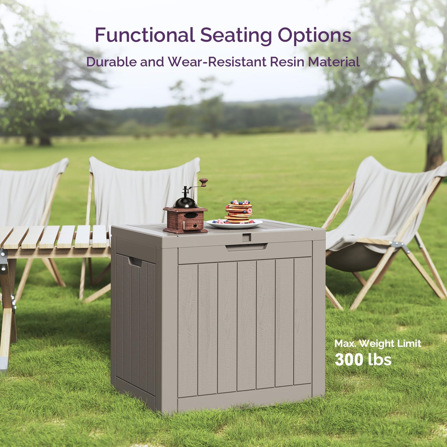 Sersper 30 Gallon Deck Box, Outdoor Lockable Storage Resin Box for Package-Sports Equipment-Garden Tools, Waterproof and UV Resistant Patio Storage Box, Grey
