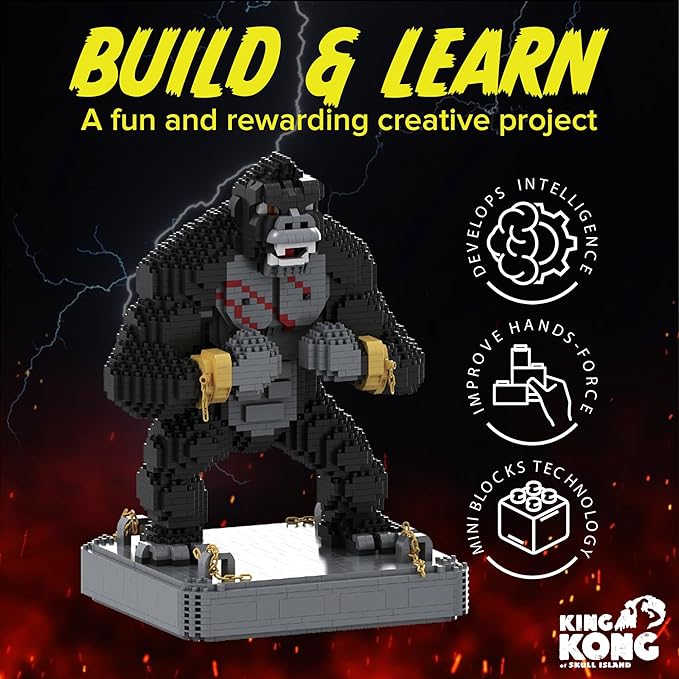 King Kong Building Set (2310 PCS) – Mini Kong Action Figure from Skull Island – Nano Brick Gorilla Construction Kit for Kids 15+ Adults Collectors – Movie Display Toy Gift