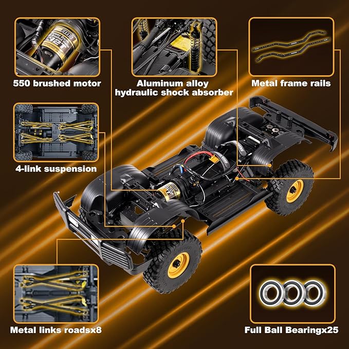 EAZYRC FMS FCX10 1/10 RC Crawler Land Rover Camel Trophy Edition Official Licensed 4WD All Terrain Off-Road RC Truck for Adults High-Detail Scale RC Car with Metal Gears Upgraded Shocks (Defender)