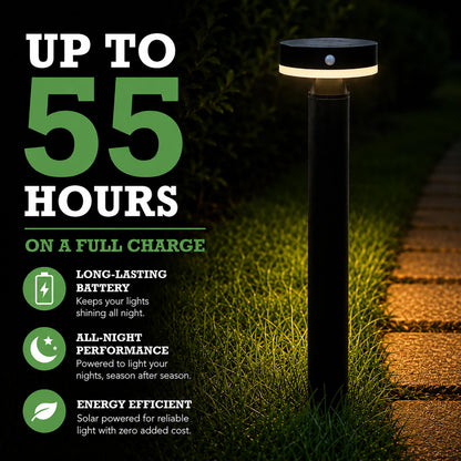 VerLuce - 20" Solar Landscape Lights - Outdoor Solar Lights for Yard - PIR Sensor & Two Light Modes - 50lm & 400lm - Rechargeable Battery Last Up to 55 Hours - 3000K - IP44 Weather Resistant - 4 Pack