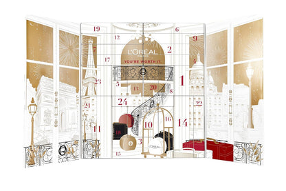 L'Oreal Paris 2025 Holiday Beauty Advent Calendar - Deluxe Makeup, Skincare & Haircare Gift Set