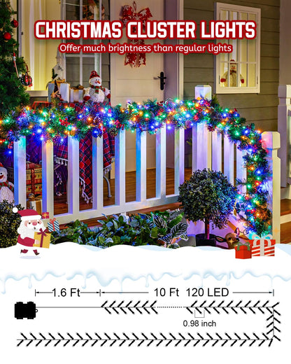 Minetom 120 LED Outdoor String Lights - 2 Pack Multicolor Twinkle Fire er with 10Ft Cable, Battery Operated, Waterproof